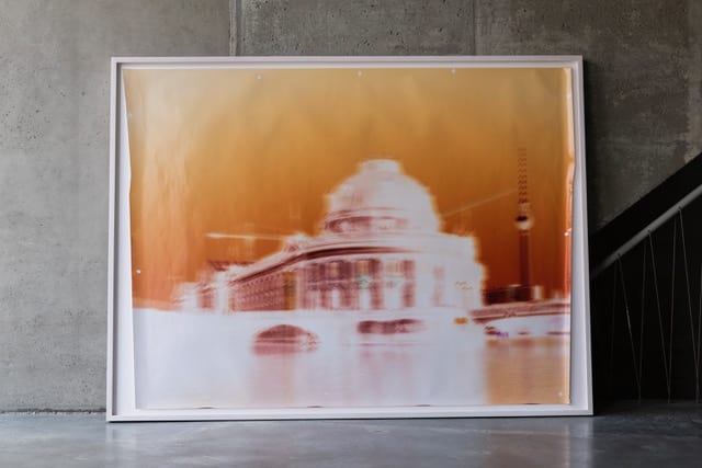 Maciej Markowicz Motiongraph #203 – 8-second large camera obscura chamber exposure, direct chromogenic paper negative, Bode Museum River Spree Berlin, no film or digital sensor