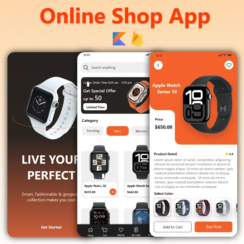 🍎⌚ Apple Watch Store App (Kotlin + Firebase)