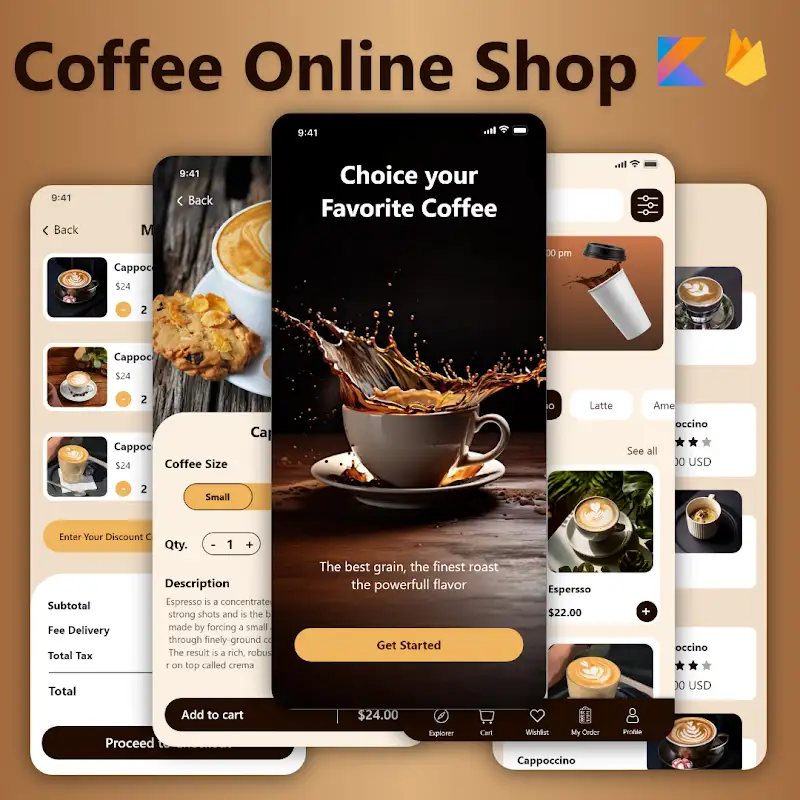 ☕📱 Online Coffee Shop App (Kotlin + Firebase)