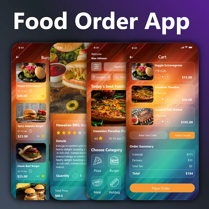 🍔 Food Ordering App in Android Studio (with Firebase & Blur Effect)