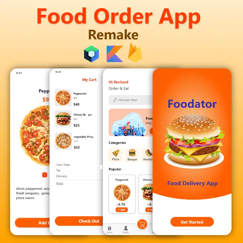 🍽️ Foodator – Food Ordering App (Kotlin + Firebase)