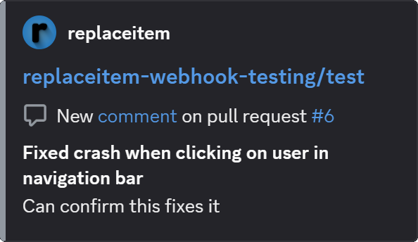 New comment on pull request #6