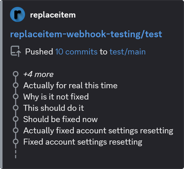 Pushed 10 commits to test/main