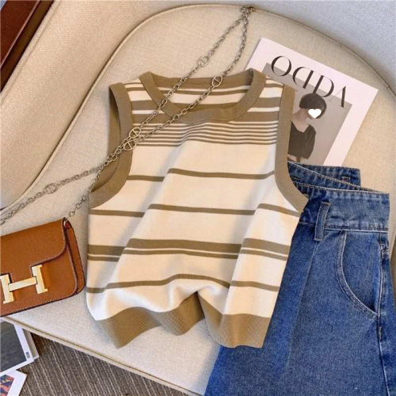 French Sweet Hottie Striped Sleeveless