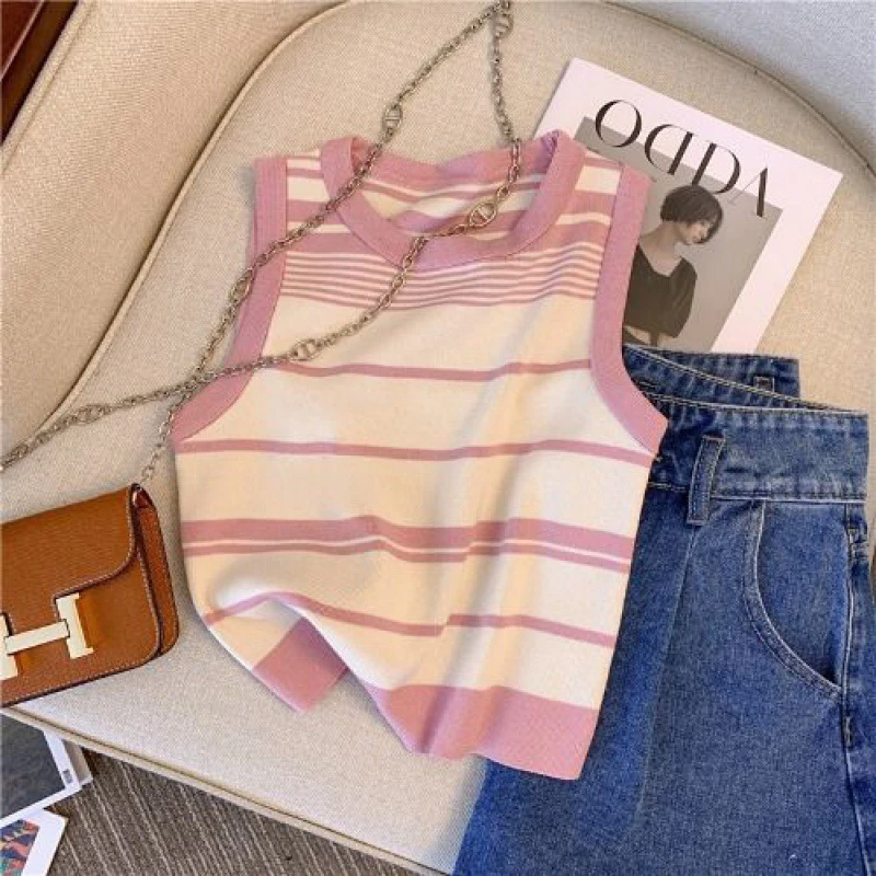 French Sweet Hottie Striped Sleeveless thumbnail