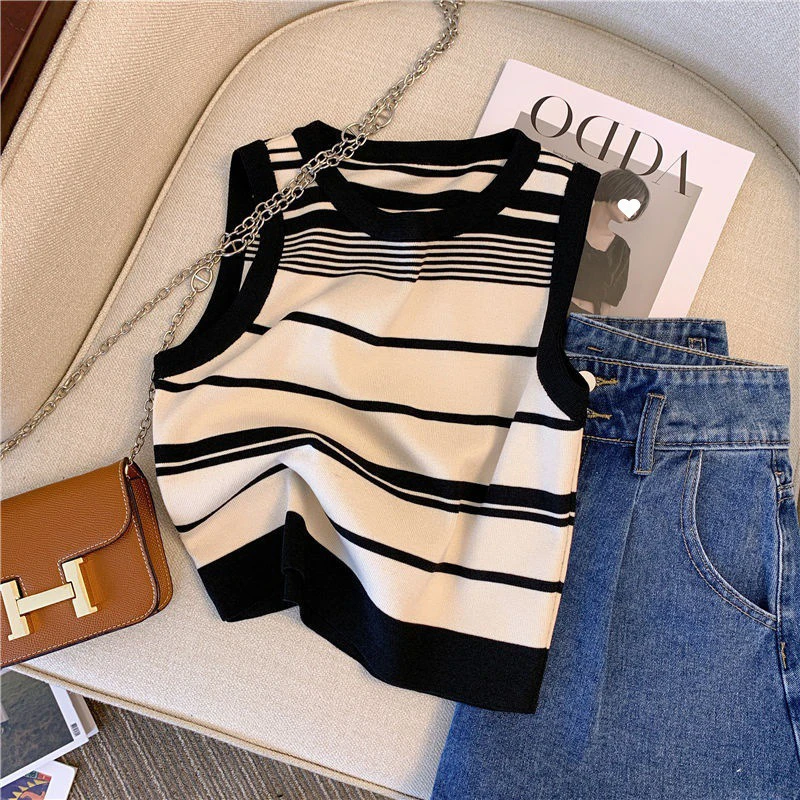 French Sweet Hottie Striped Sleeveless thumbnail