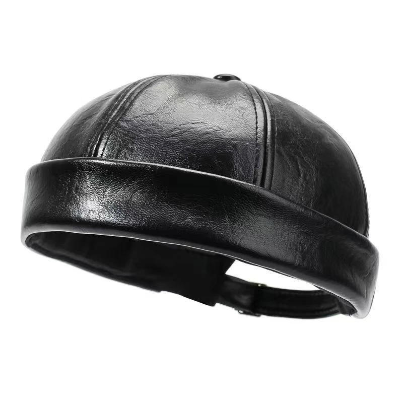 Landlord Hat Solid Color Pu Leather Plain Fedora Men's thumbnail