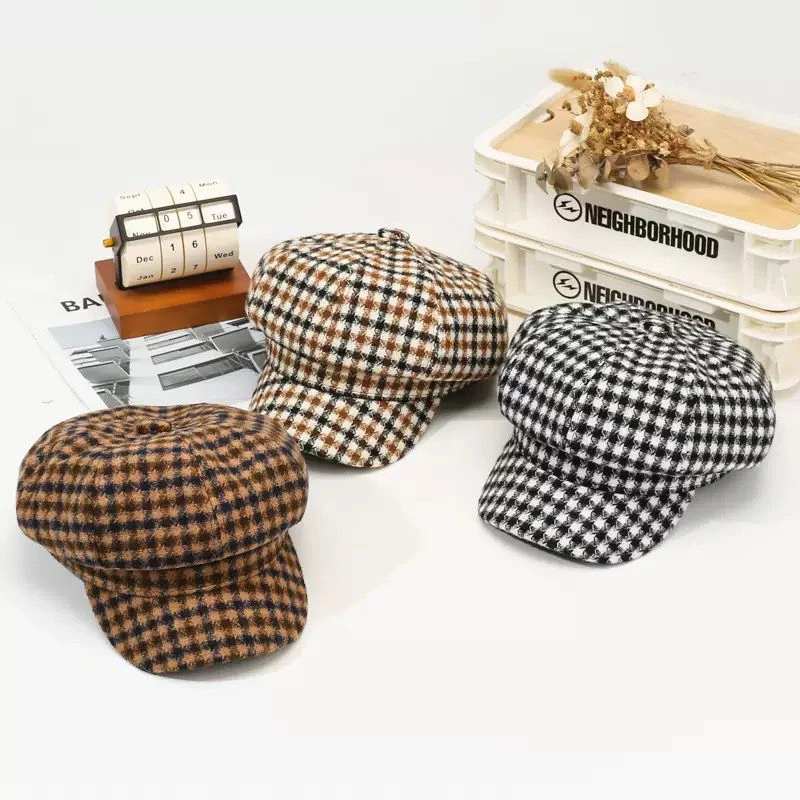 New stylish plaid Japanese cloud hat thumbnail