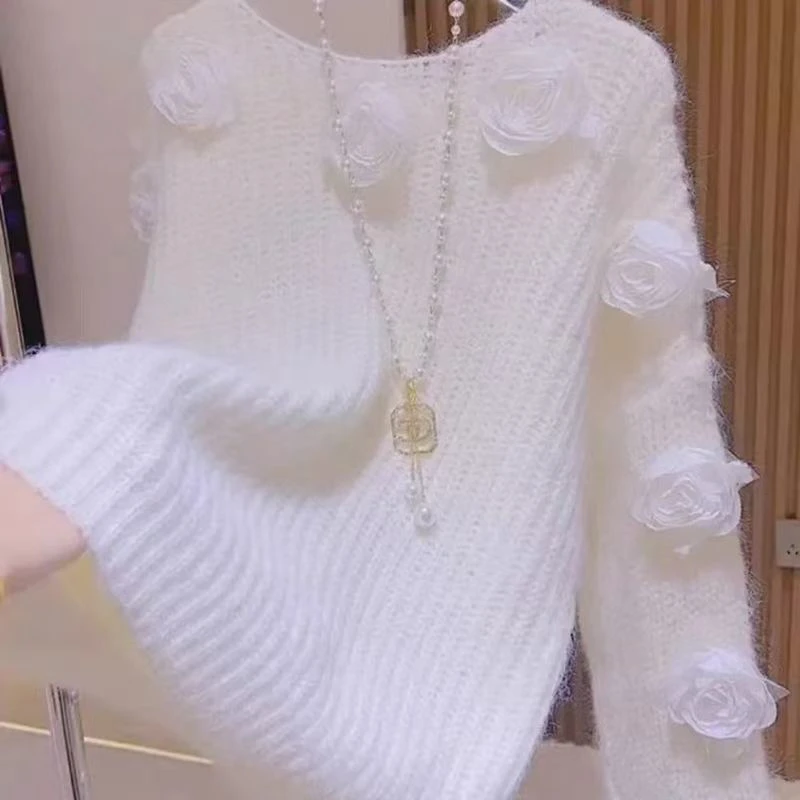 Three-Dimensional Flower Mountain Lazy Style Sweater