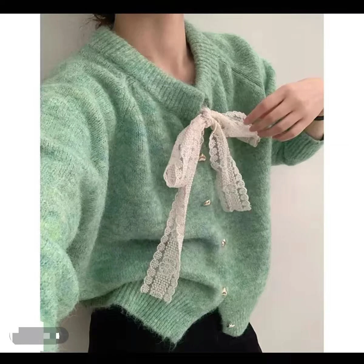 Women's Lace-up Cardigan Sweater with Designer thumbnail