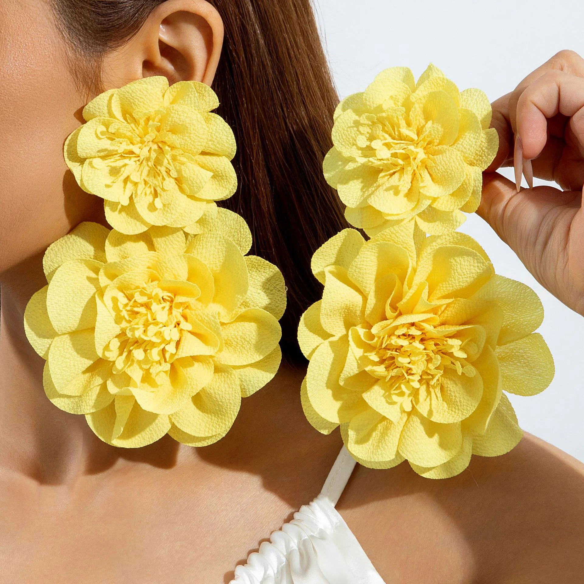 Denim Flower Earrings