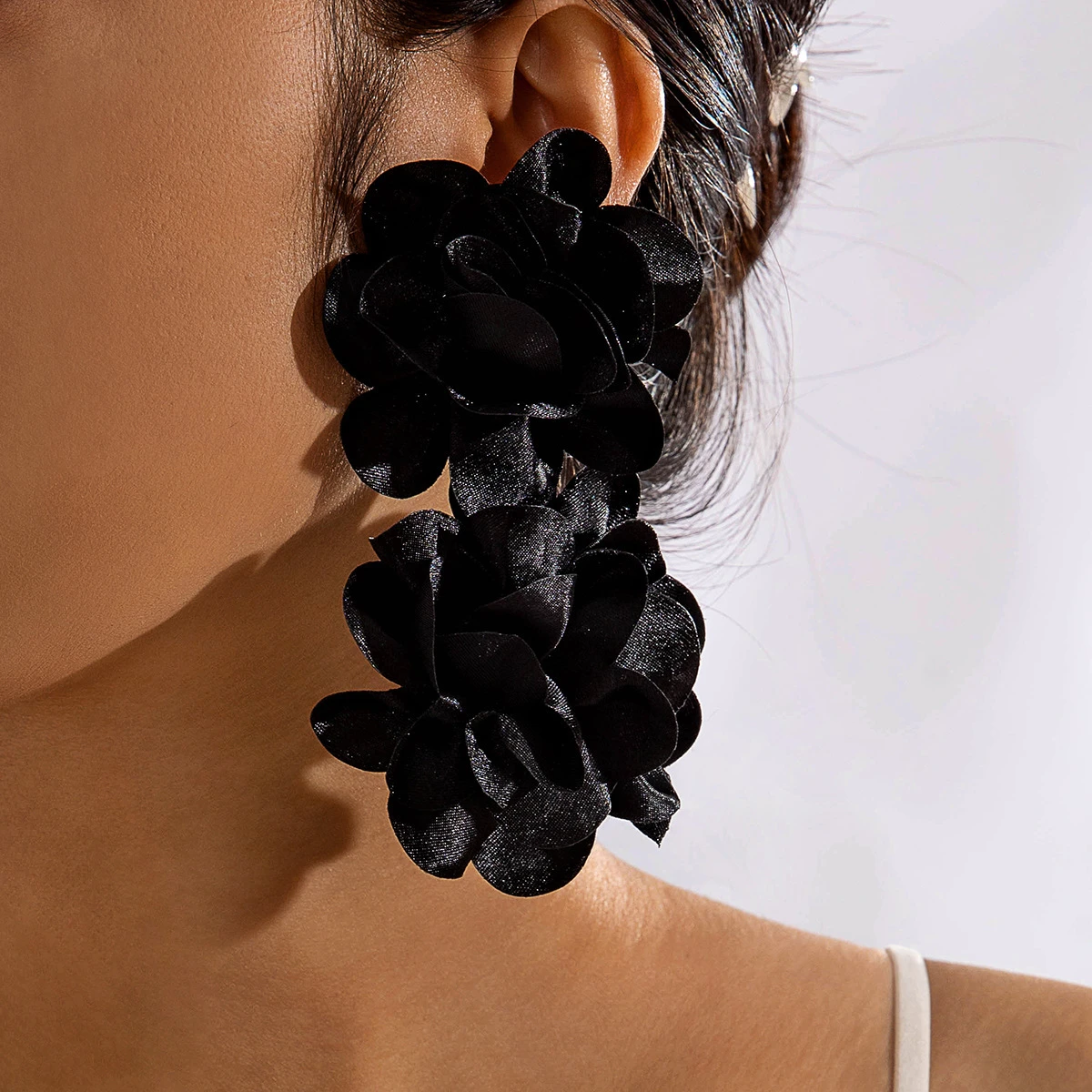 Denim Flower Earrings thumbnail