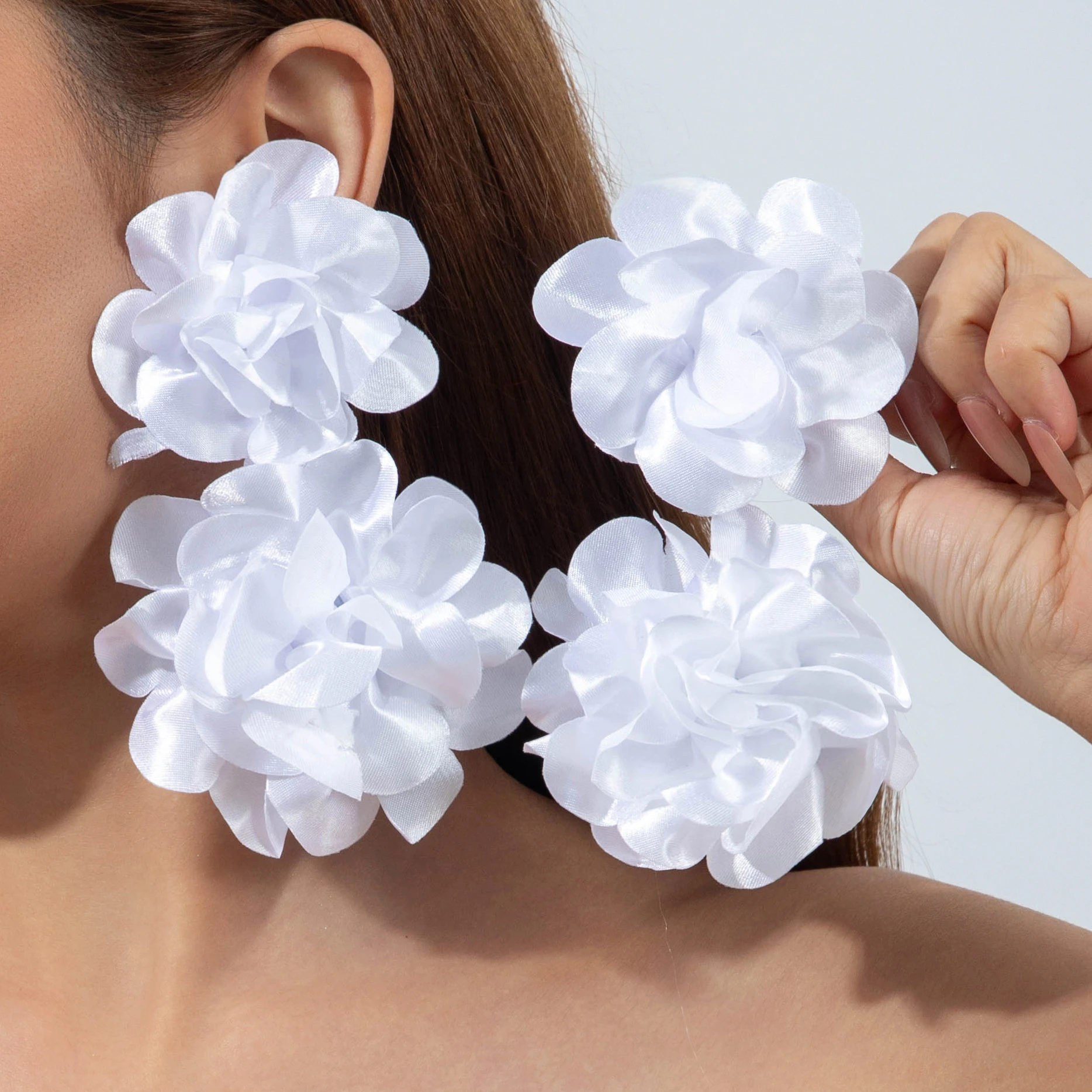 Denim Flower Earrings thumbnail