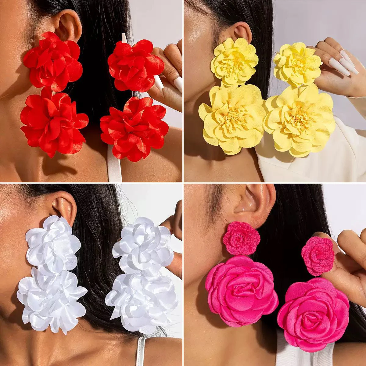 Denim Flower Earrings thumbnail