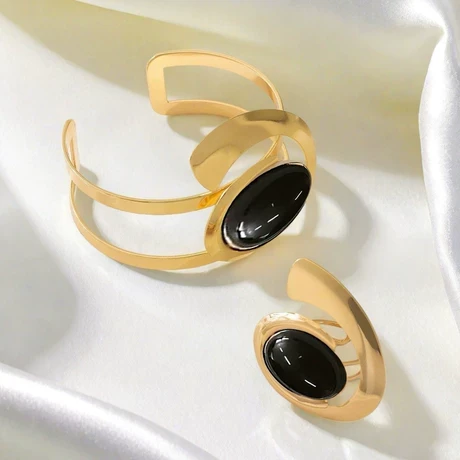 exaggerated opening bracelet ring personality punk style thumbnail