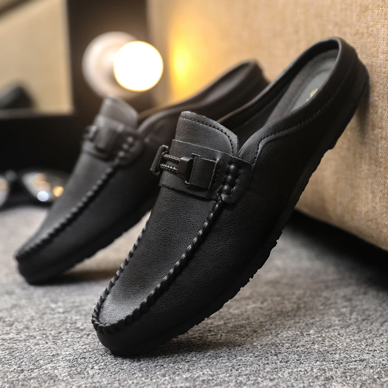 casual half-slip-on leather shoes