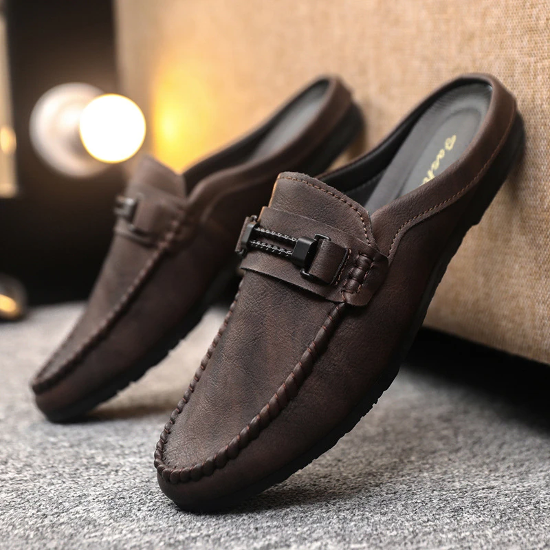 casual half-slip-on leather shoes thumbnail