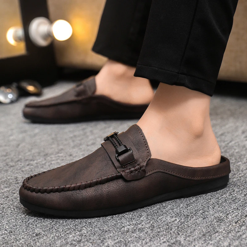 casual half-slip-on leather shoes thumbnail
