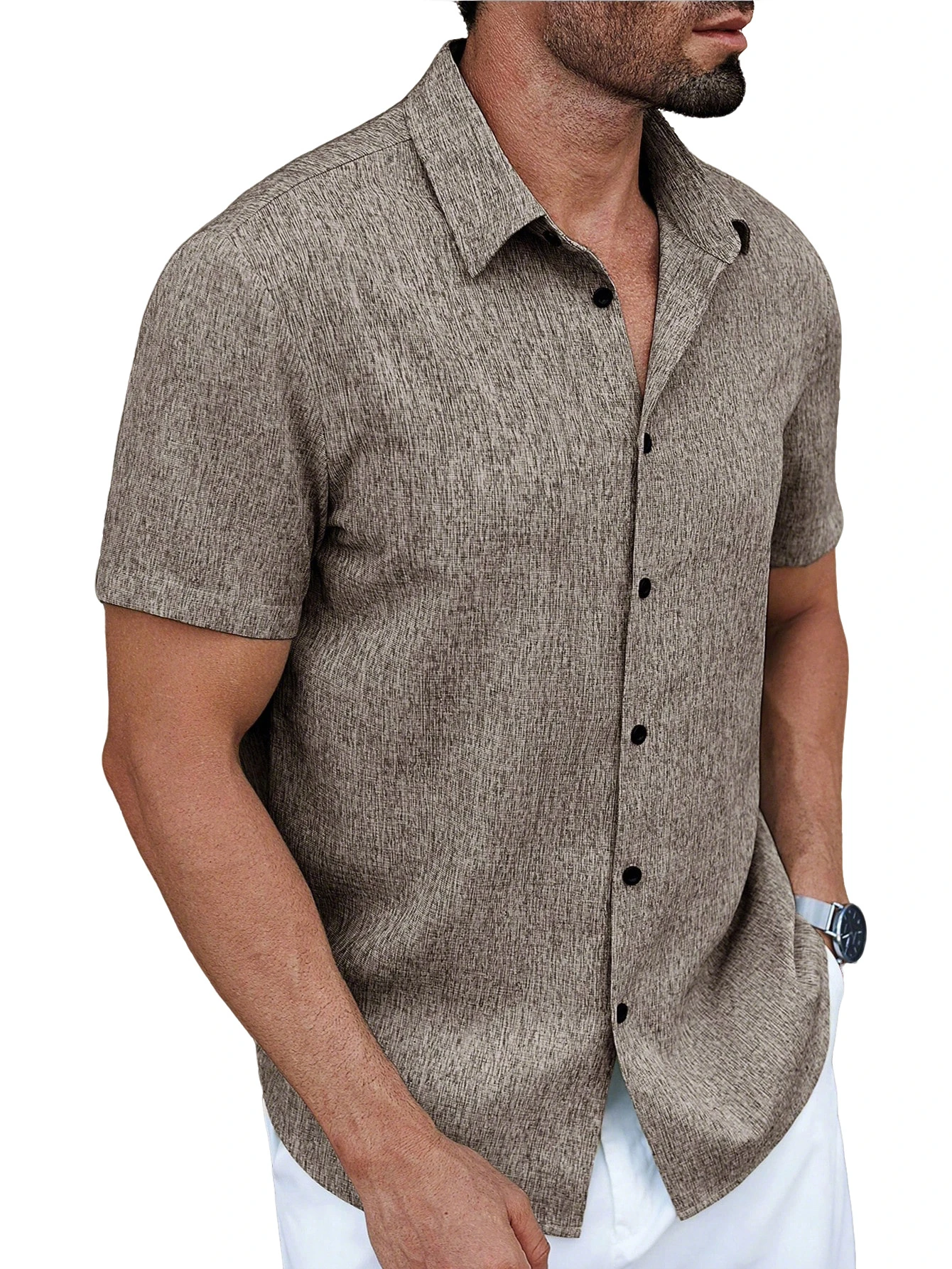 new summer men's short-sleeved collared shirt