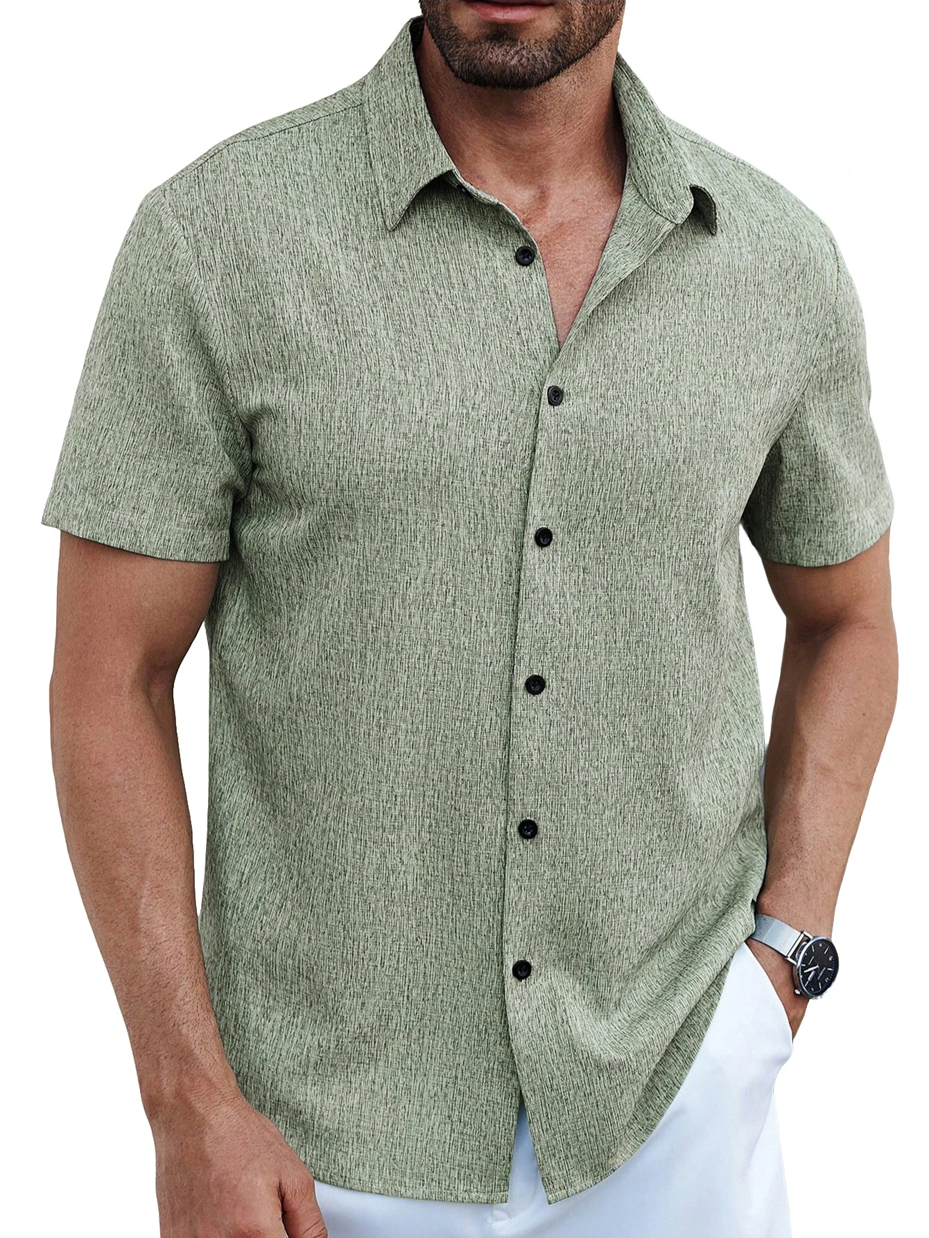 new summer men's short-sleeved collared shirt thumbnail