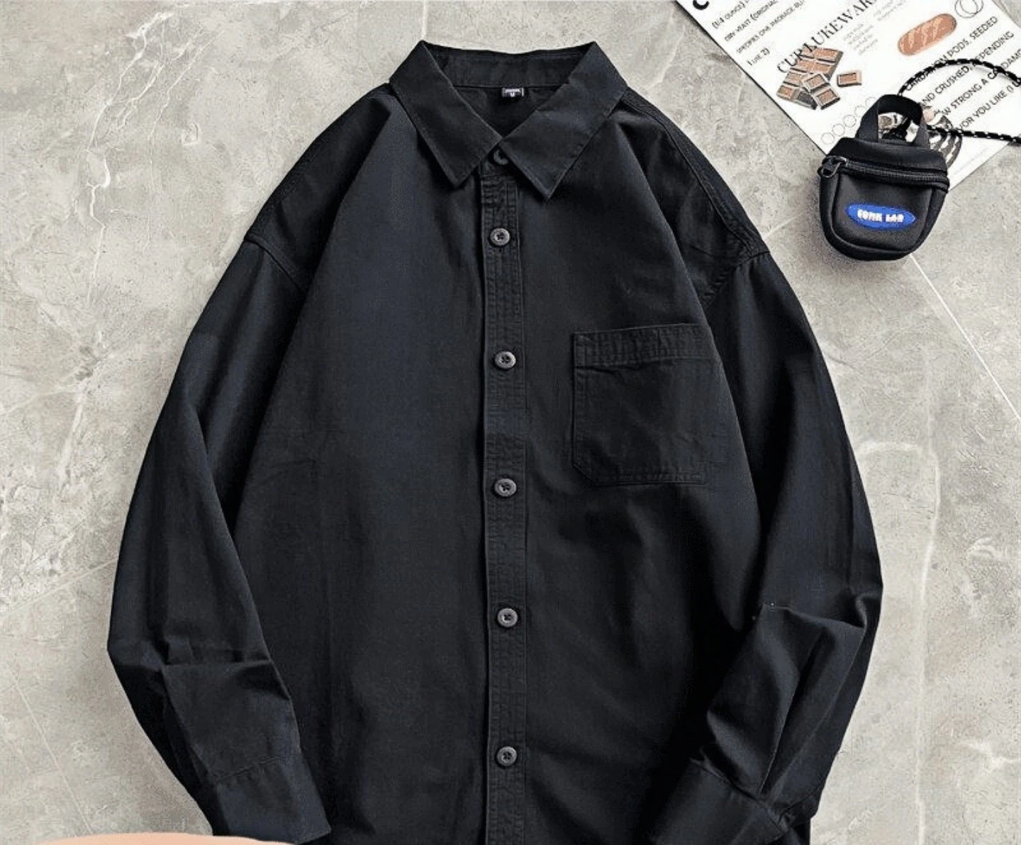 Army Green Long-Sleeved Shirt for Men thumbnail