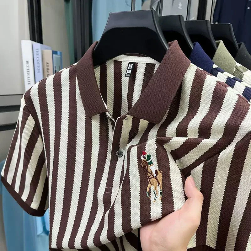 T-Shirt Striped Breathable Sweat-Wicking Short-Sleeve