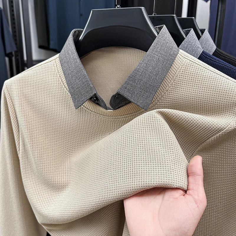 Men's Fake Two-Piece Solid Color Knitwear thumbnail