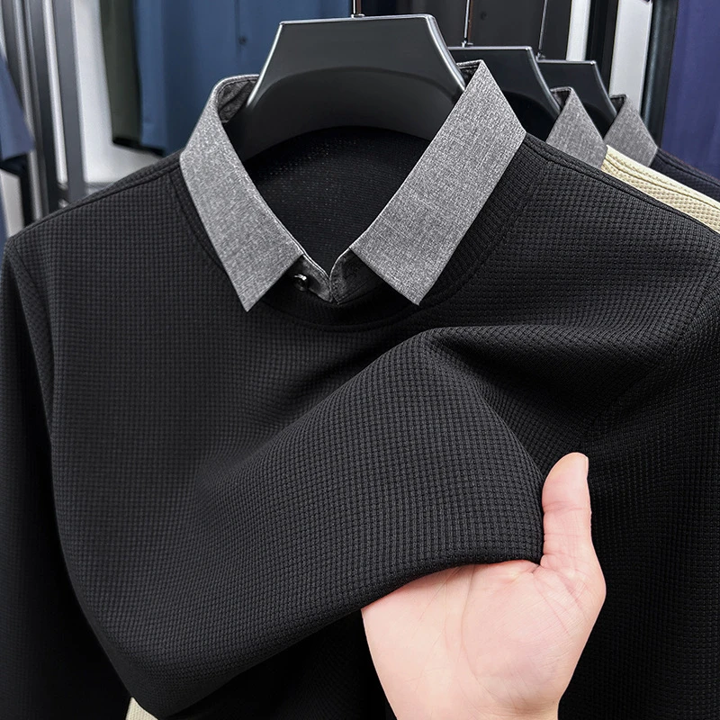 Men's Fake Two-Piece Solid Color Knitwear thumbnail