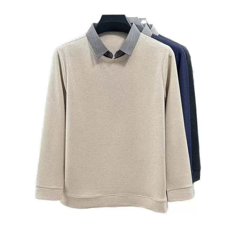 Men's Fake Two-Piece Solid Color Knitwear thumbnail