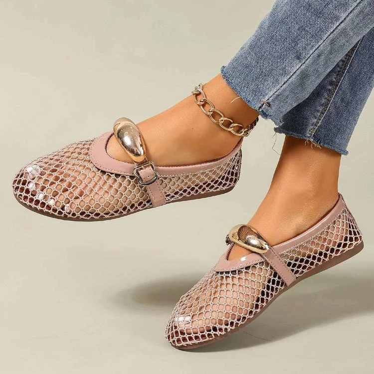 Toe Fish Mesh Hollow Ballet Shoes thumbnail