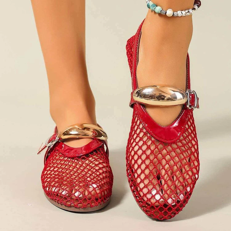 Toe Fish Mesh Hollow Ballet Shoes thumbnail
