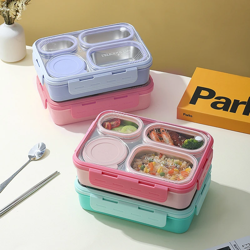 stainless steel lunch box four-grid separated lunch box thumbnail