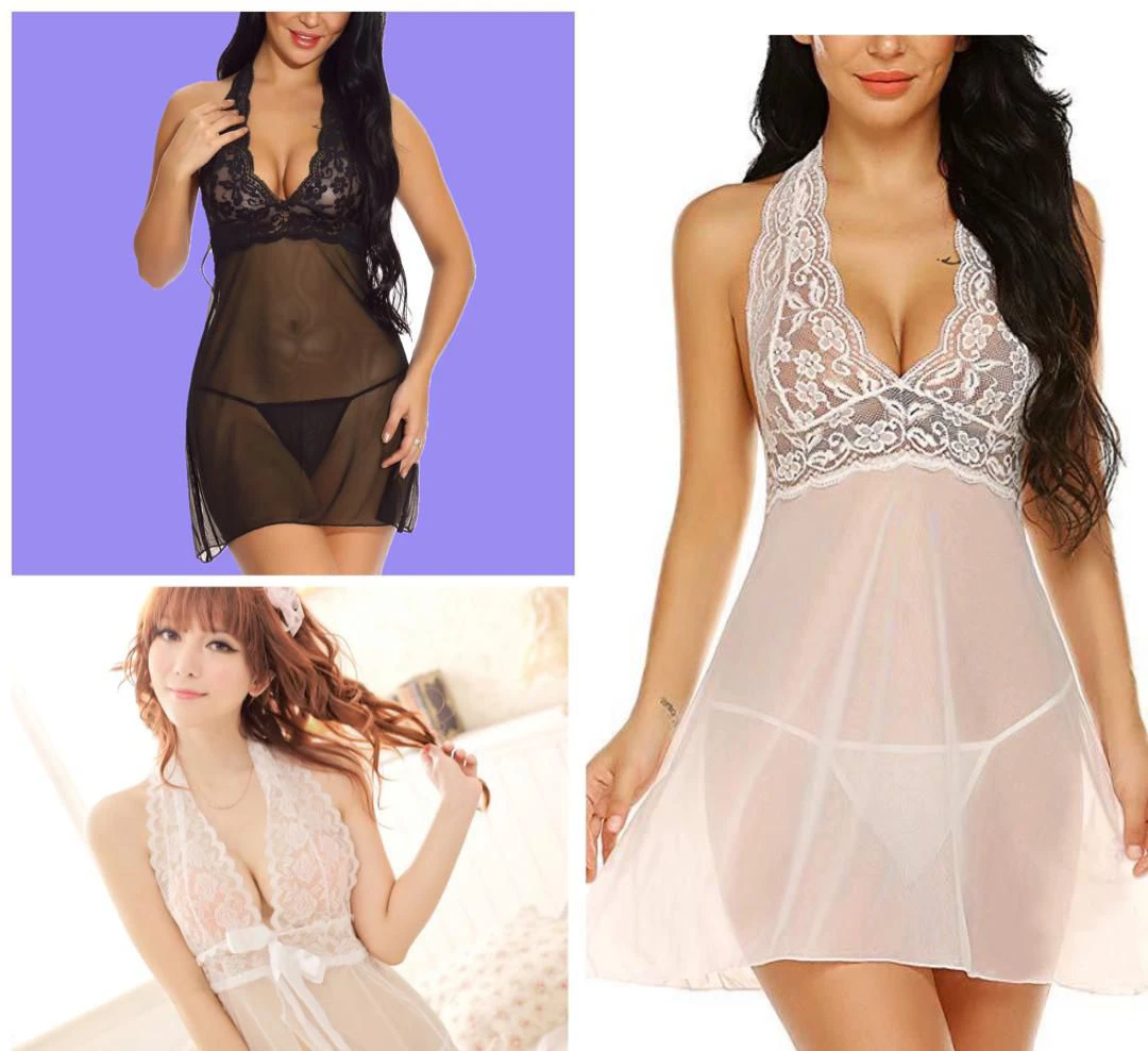 sexy transparent hanging neck mesh yarn thumbnail