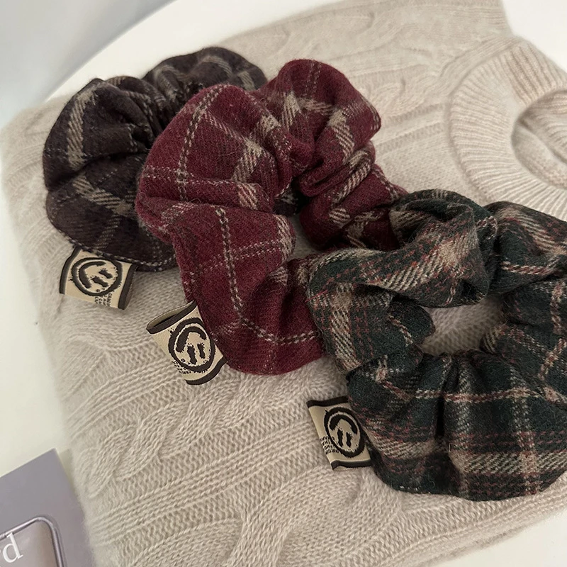 autumn and winter British Plaid large intestine ring hair