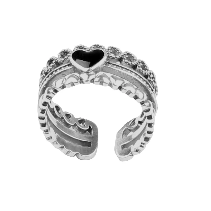 s925 silver love lace retro open ring