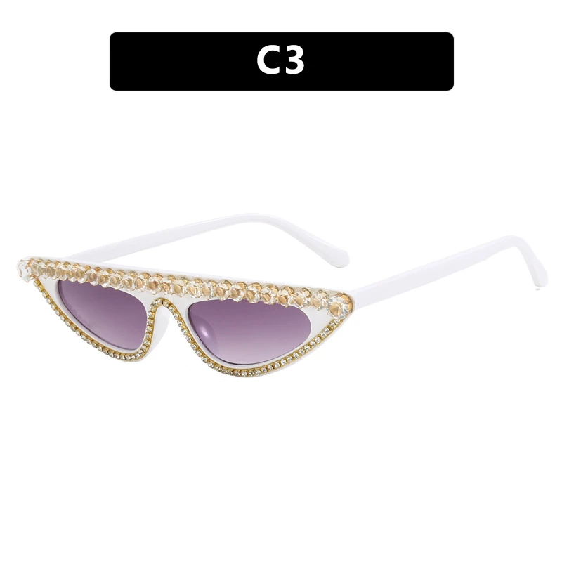 Triangular cat-eye small frame rhinestone sunglasses thumbnail