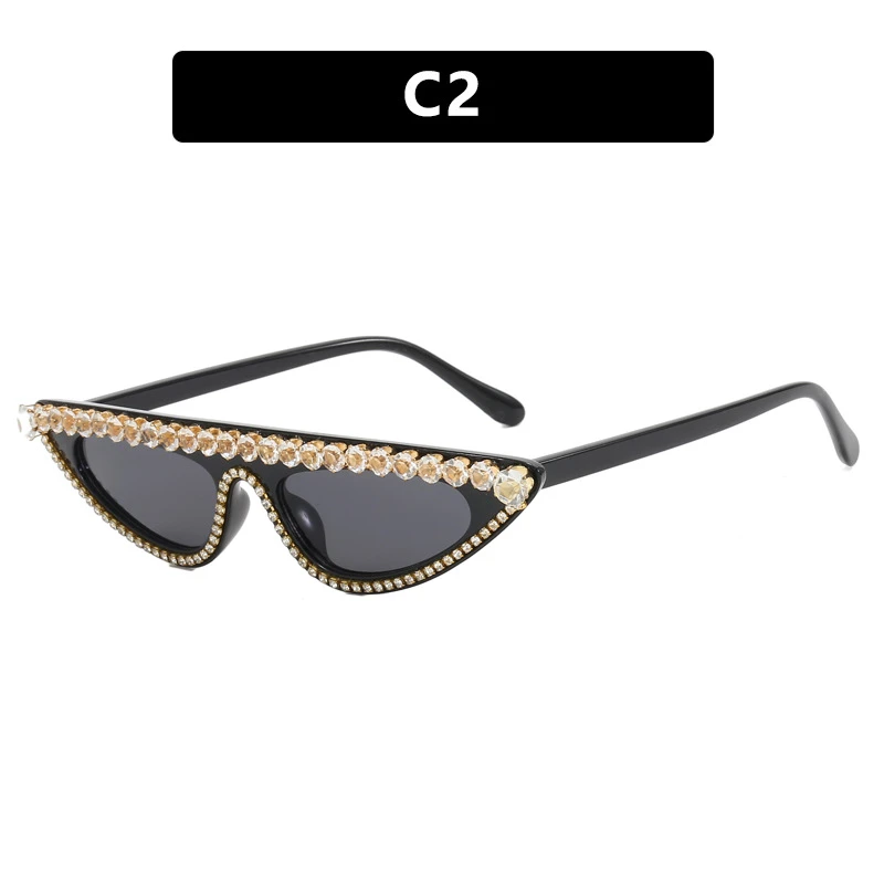 Triangular cat-eye small frame rhinestone sunglasses thumbnail