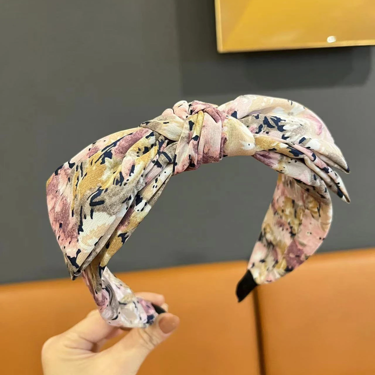 floral knotted wide headband big bow thumbnail