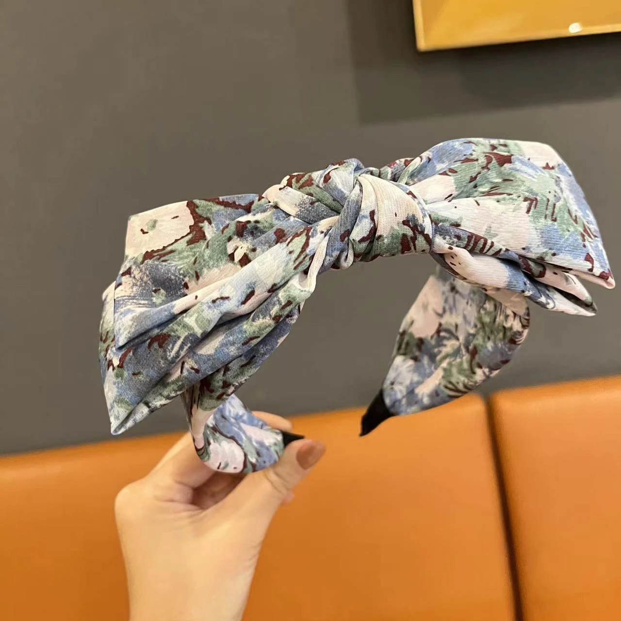 floral knotted wide headband big bow thumbnail