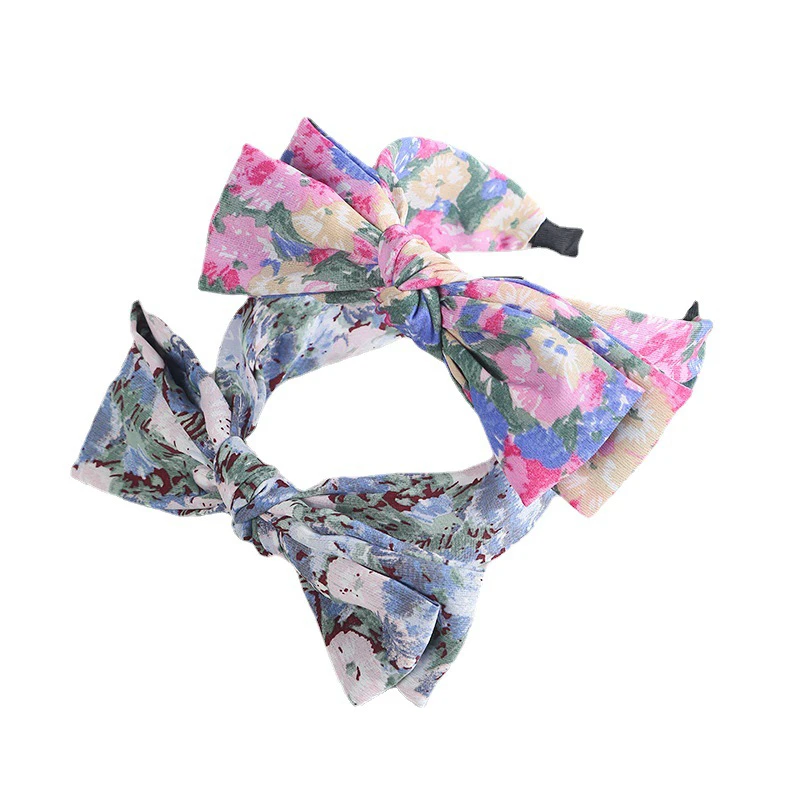 floral knotted wide headband big bow thumbnail