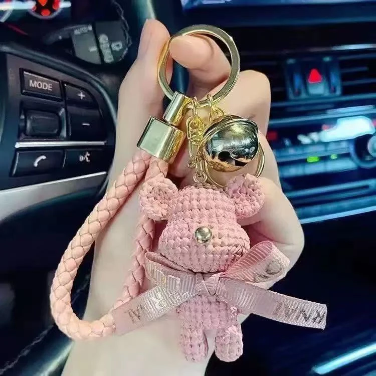 Cartoon Three-Dimensional Woolen Bear Car Keychain thumbnail