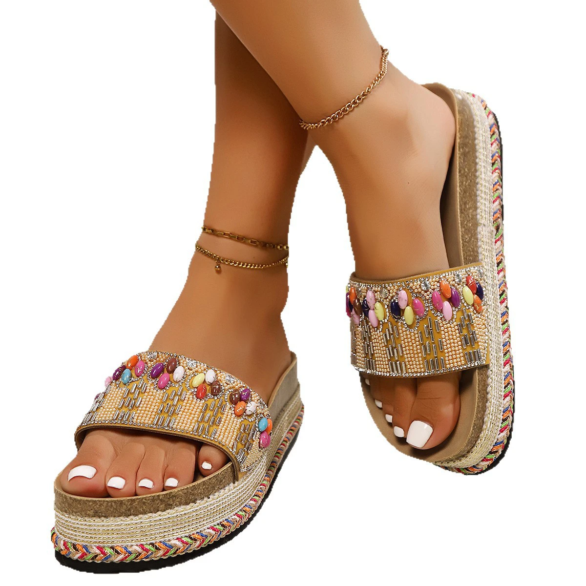 Ethnic Style Thick-Soled Slippers for Women
