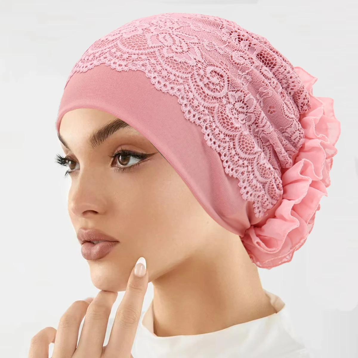 Lace Trim Turban Hat for Women thumbnail