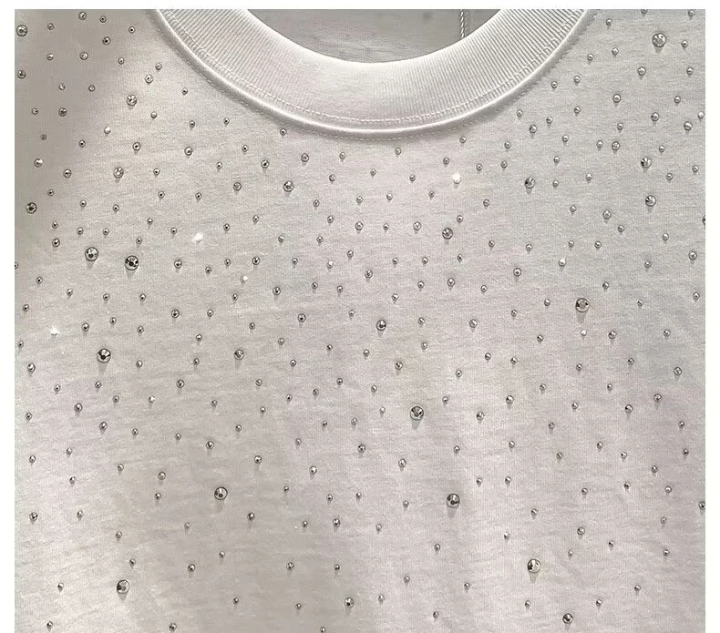 rhinestone loose slightly fashionable T-shirt