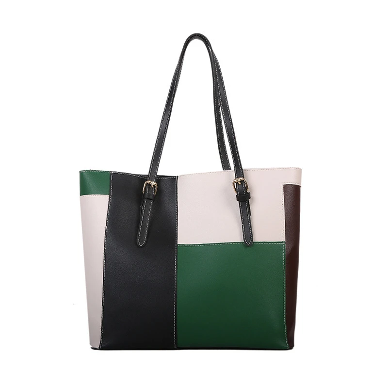 contrast color large capacity tote bag