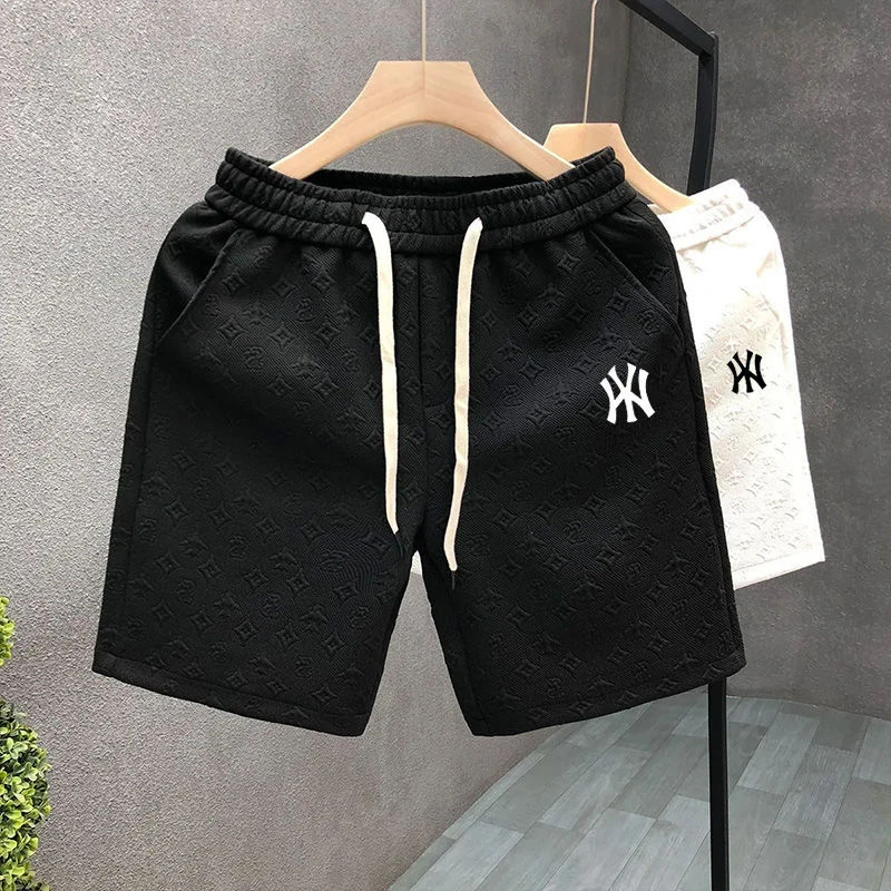 Light Luxury Casual Style White Jacquard Shorts Men's