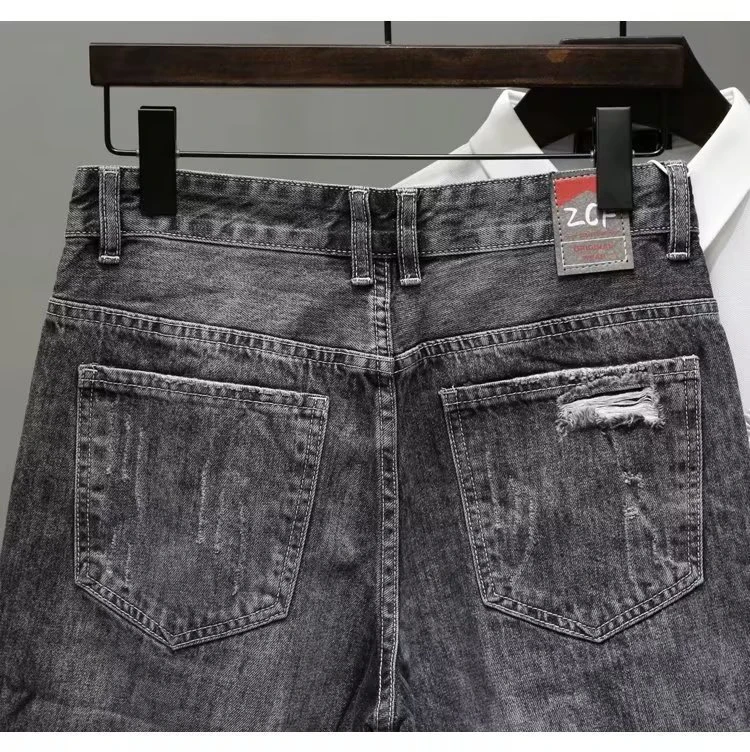 Men's Denim Shorts with Embroidery,