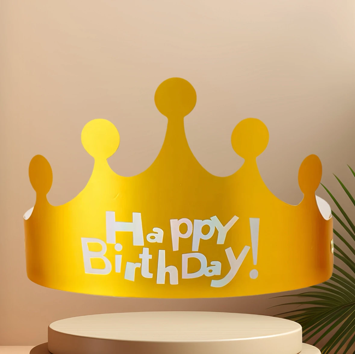 Foldable gold crown birthday hat