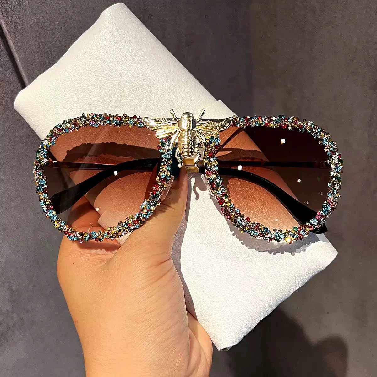 Luxury sparkly aviator sunglasses for women