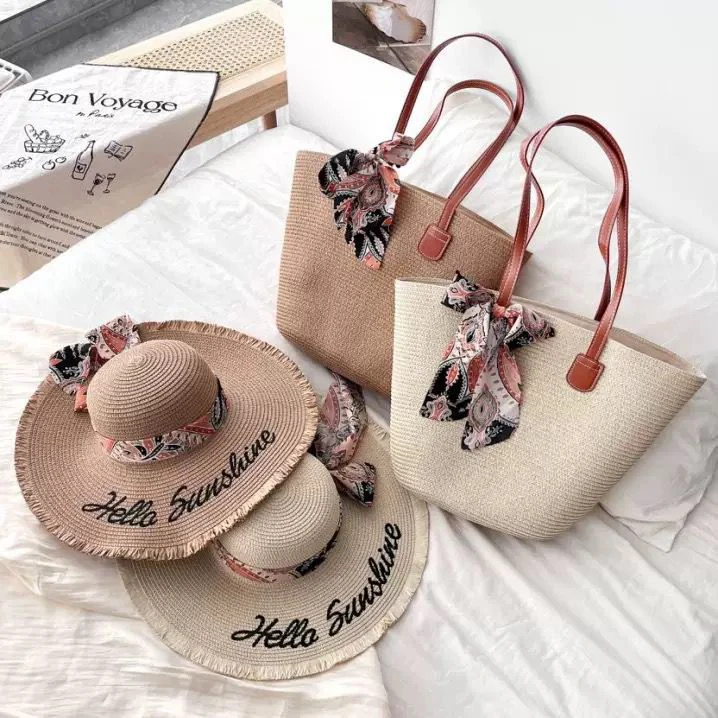 Women's Seaside Straw Bag Woven Bag Hat thumbnail